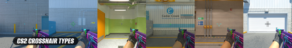 CS2 crosshair types showing different crosshair styles during gameplay